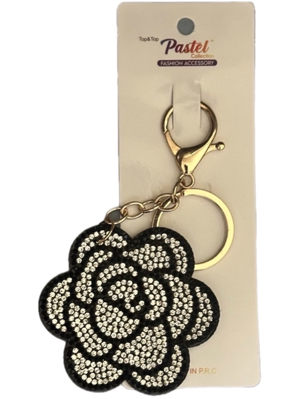 Elegant Black and gold Floral Keychain